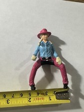 Schleich COWGIRL HORSE RIDER Girl Blond Braids Blue Shirt Pink Chaps