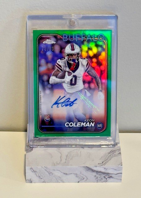 Keon Coleman 2024 Topps Chrome Green Refractor Autograph /99 Buffalo Bills