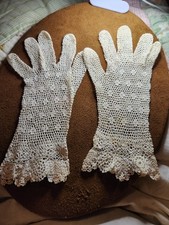 Lovely Antique Hand Crocheted Easter Gloves