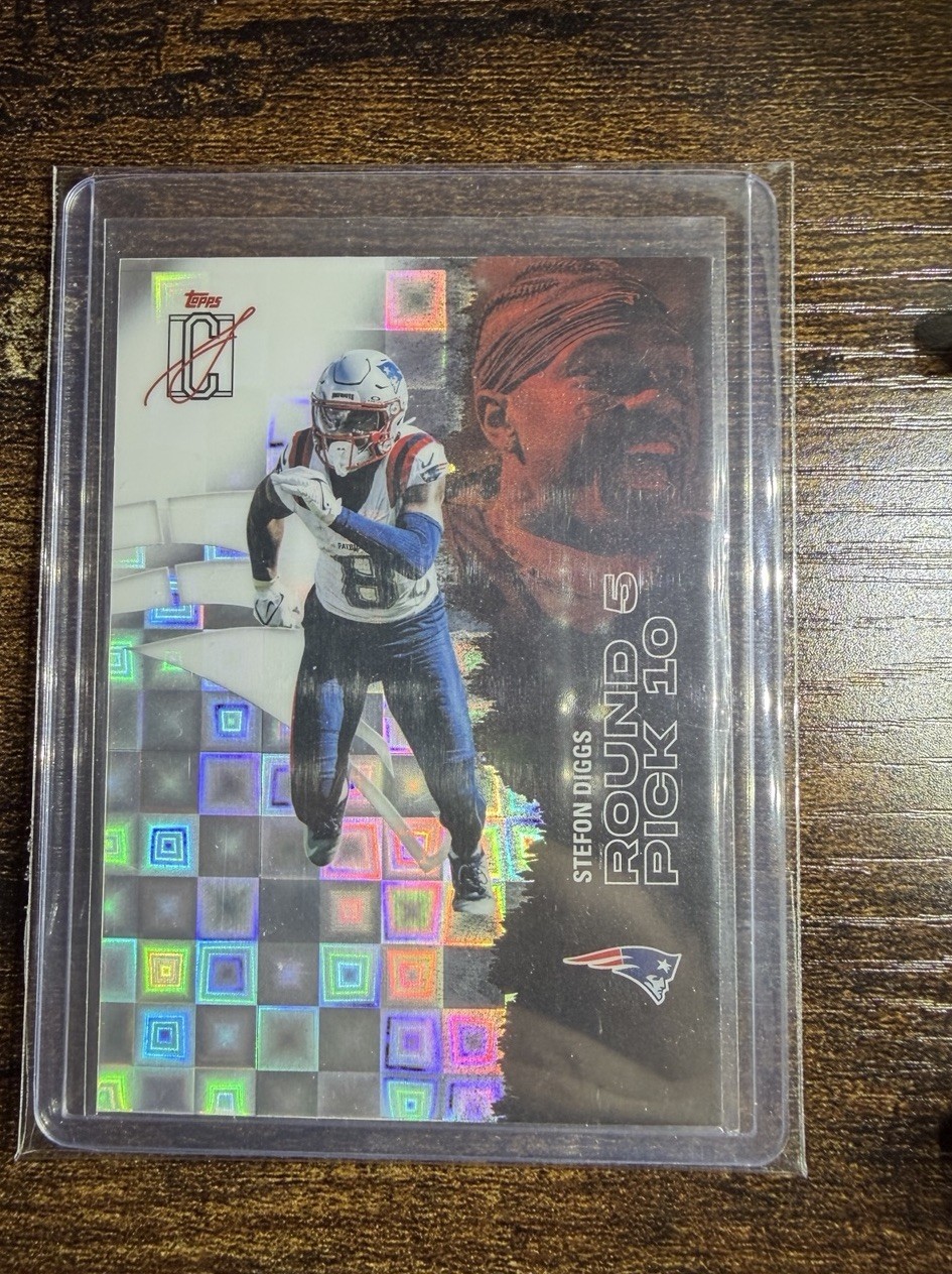 2025 Topps Signature Class #89 Stefon Diggs Chrome Yellow Pandora Refractor