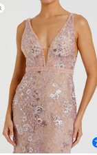 New MAC DUGGAL 67481 Floral Embellished Sleeveless Plunge Gown Rose Pink 12 $698