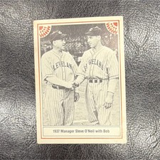 1937 Manager Steve O'Neil with Bob Feller Cleveland Indians #2 Baseball Card