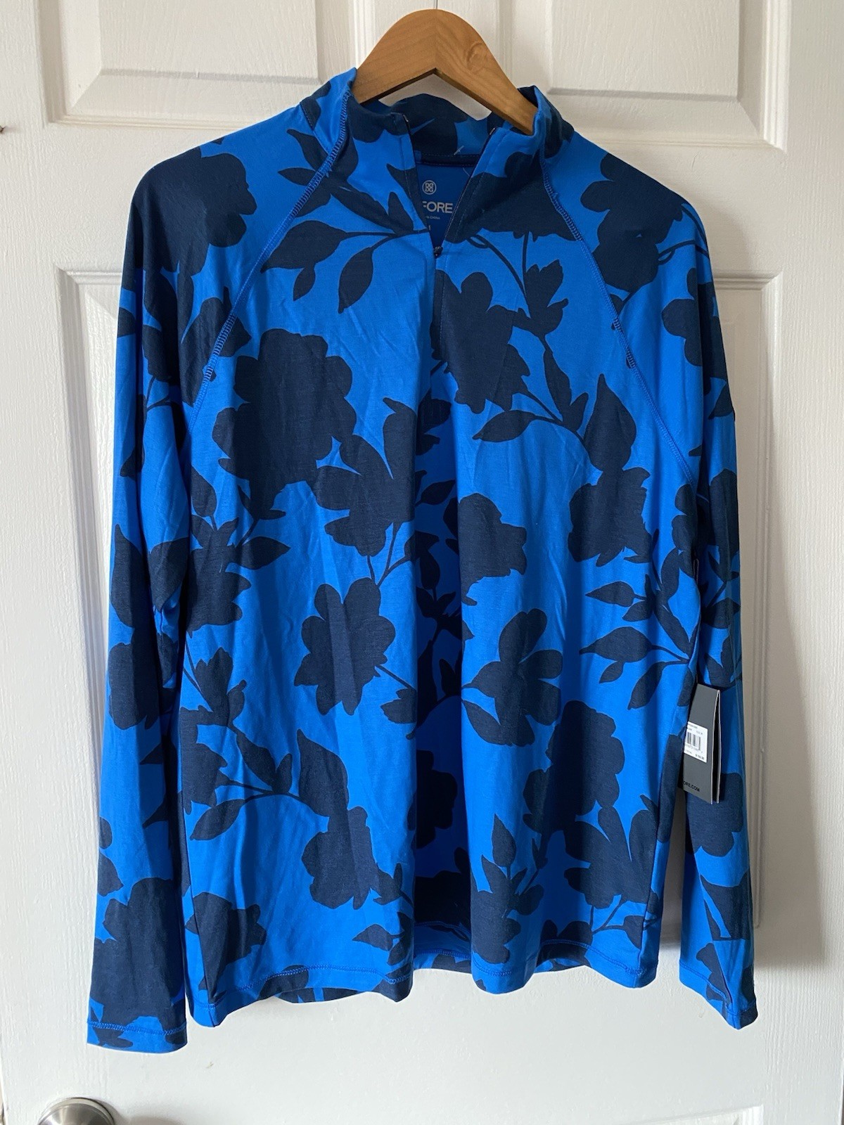 NEW G/Fore Racer Medium Golf Long Sleeve Shirt Men's Blue 1/4 Zip $155 ...