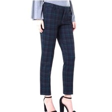 LIVERPOOL Black/Green Plaid PONTE KNIT Low-Rise Slim KELSEY TROUSER PANTS 0/25