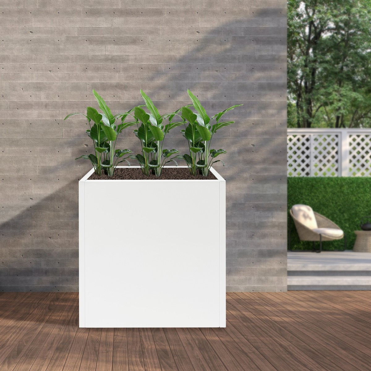 Tall Outdoor/Indoor Planter Box, Rectangular Large Flowerpot, Metal Planter  Box | eBay