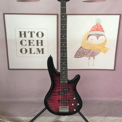 4 String Electric Bass Guitar Quilted Maple Top Solid Basswood Body Maple Neck
