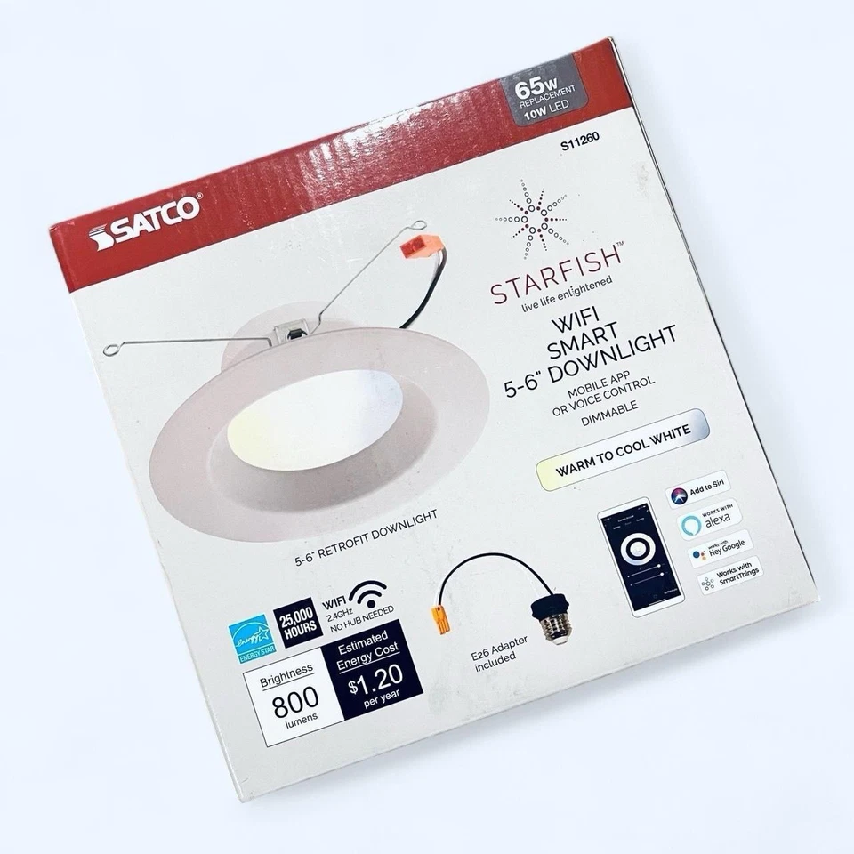 Satco S11260 - 10W LED Recessed Downlight - Starfish IOT Tunable White - 3 Pack - Image 3 of 4