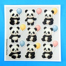 Pandas  Pastel Balloons Sticker Sheet