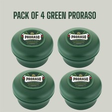 PRORASO Shaving Soap FOUR PACK | Menthol and Eucalyptus | 150ml GREEN bowl