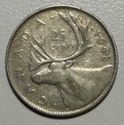 1943 Canada King George VI "MOOSE / Caribou" SILVER Quarter Coin 80% AG: 20% CU