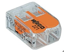 WAGO 221 2-Port Splicing Connector, Clear Ora...