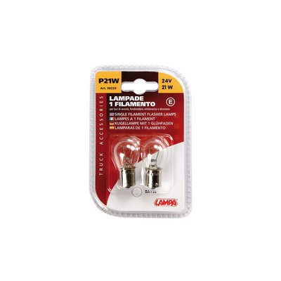 BLISTER LAMP 2 BULBS 1 FILAMENT APPROVED P21W 24V 21W BA15S E