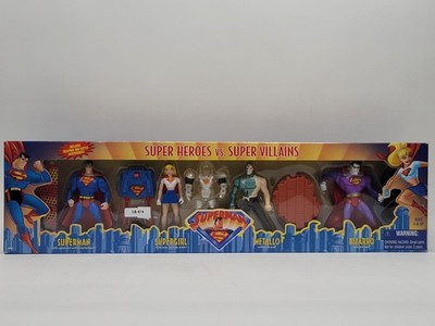 Super heroes vs Super Villains 4 Figure Pack Superman Supergirl Metallo Bizarro 