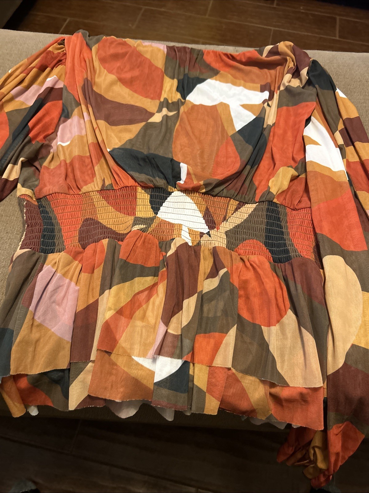 DR2 Fall colored pattern Waist Forming Poly Blous… - image 10