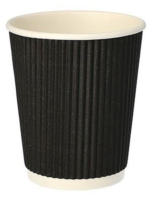 STARPAK Papp Trinkbecher ''Ripple Wall'' 0,2 l  25 Stück schwarz