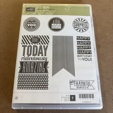 Stampin Up Amazing Birthday Stamp Set Retired Banners Cake Phrases