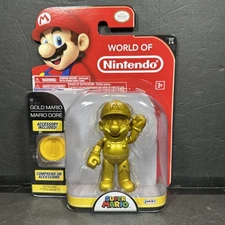 NEW WORLD OF NINTENDO GOLD SUPER MARIO 4" 2015 FIGURE GOLDEN JAKKS PACIFIC RARE!