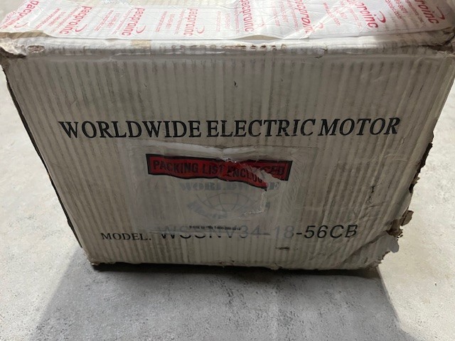 Worldwide Electric Model WSSNV34-18-56CB Motor, 3/4 HP, 1800 RPM New