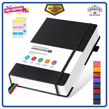 A5 Hardcover Lined Notebook Journal 320 Pages 100GSM Paper Black Leather Diary