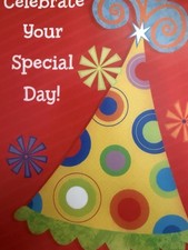 "Celebrate Your Special Day " - Birthday Party Hat - - approx 5" X 7"