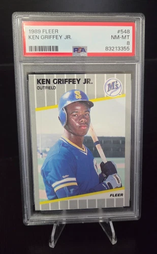 1989 FLEER #548 KEN GRIFFEY JR. Rookie Card RC PSA 8 NM-MT, Mariners