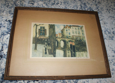 Vintage Signed After Julien Van Santen Litho Print Alfred Van Neste