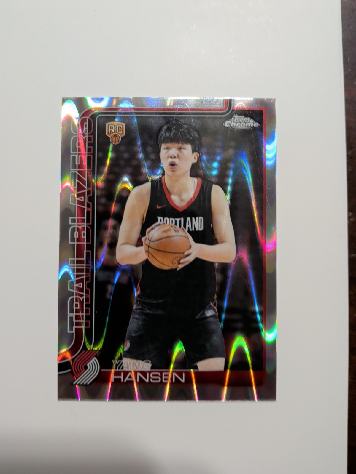 2025-26 Topps Chrome Basketball Yang Hansen #266 (RC) RayWave Refractor Blazers