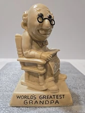 Statue Figurine - World's Greatest Grandpa - Vintage Russ Berrie & Co - 1970s
