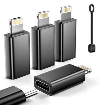 MFi Certified USB C to Lightning Adapter 4-Pack, 27W Fast 4 Pack, Black 