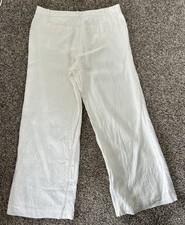 Ralph Lauren Andover 100%Linen Zip Buttons Lined Women's Wide Legs Pants Size 16