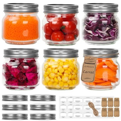 Eathtek Small Mason Jars 8oz/240ml with Regular Lids, 6 Pack Glass 8oz, Clear 