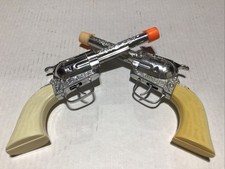 2 Vintage Pony Boy Cap Guns Toy Pop Bang Pow Roy Rodger Semi-Auto Roll Snap Boom