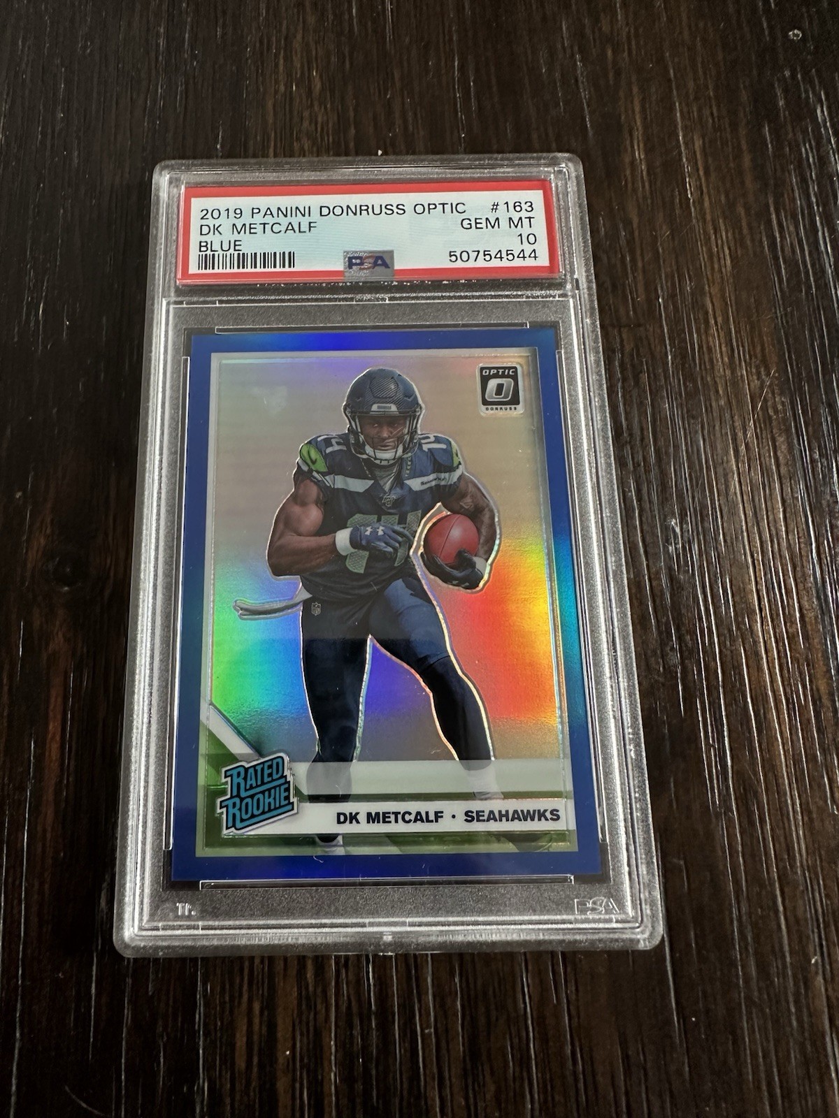 2019 Panini Donruss Optic DK Metcalf Blue Prizm /150 #163 PSA 10 Gem Mint