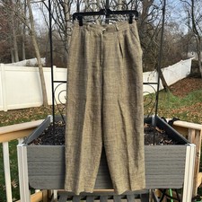 Vintage Jones New York Women s Silk Linen Pleated Straight Leg Pants Size 8P