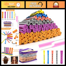 120Pcs Hair Perm Rods Set - 6 Sizes Heatless Curlers Pintail Comb for DIY Styl