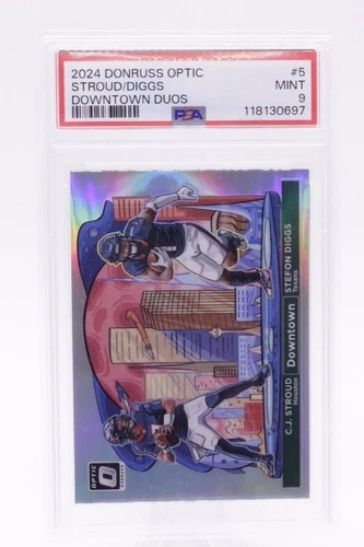 2024 Donruss Optic Dual Downtown #5 C.J Stroud / Stefon Diggs Texans PSA 9