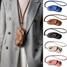Faux Leather Soft Eyeglass Case with Strap for Glasses, Sunglasses, Colors