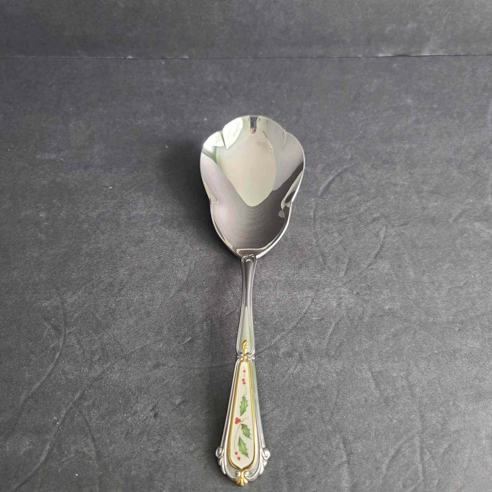 Lenox Holiday Stainless Solid Casserole Serving Spoon 9 3/4"