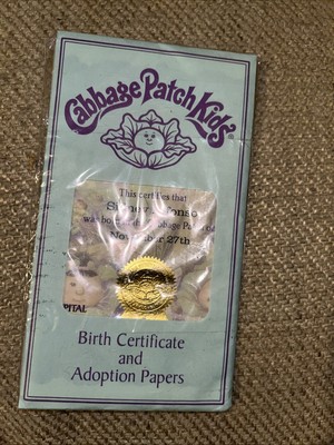 Cabbage Patch Kids Birth Certificate Adoption Paper Sidney Alfonso November 27th