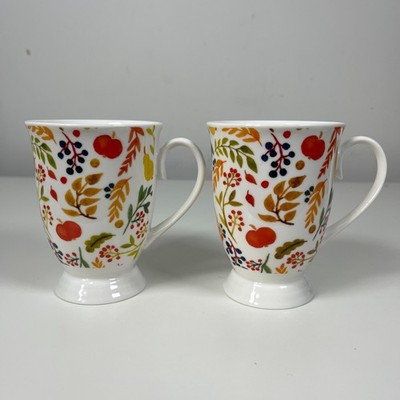 Jameson & Tailor Kaffee Tee Tasse Becher Birne Apfel Blätter Neu Bone China x2