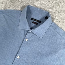 John Varvatos USA Mens Button Down Shirt 16.5 34/35 Blue Regular Fit Stretch