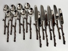 16 Piece Stainless Steel Copper Twig Flatware...