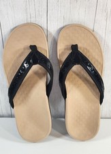 VIONIC WOMENS SIZE 7 CASANDRA FLIP FLOP SANDALS BLACK ORTHOTIC ARCH SUPPORT