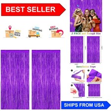 Vibrant Metallic Purple Foil Streamers - 2 Pack Tinsel Backdrop for Celebrations