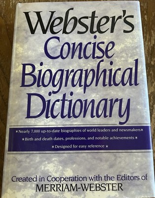 Webster's Concise Biographical Dictionary Hardcover Reference