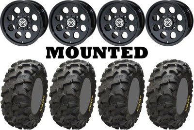 Kit 4 ITP Blackwater Evolution Tires 27x9-12/27x11-12 on Moose 26X Black VIK