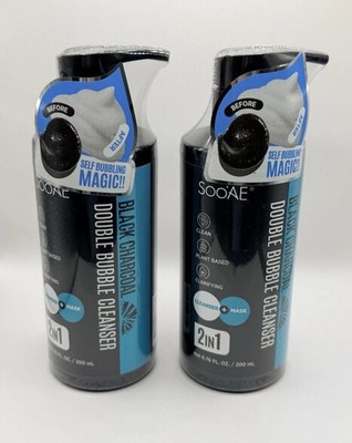 2x Soo AE Black Charcoal Double Bubble Cleanser 2-in-1 200mL Sealed TikTok Viral