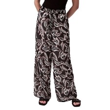 Calvin Klein Printed Pull On Pants Women's L Black Multi Drawstring Waist