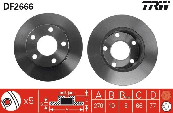 2 X Bremsscheibe TRW DF2666 FüR Audi 100 A8 200 100 Avant-image
