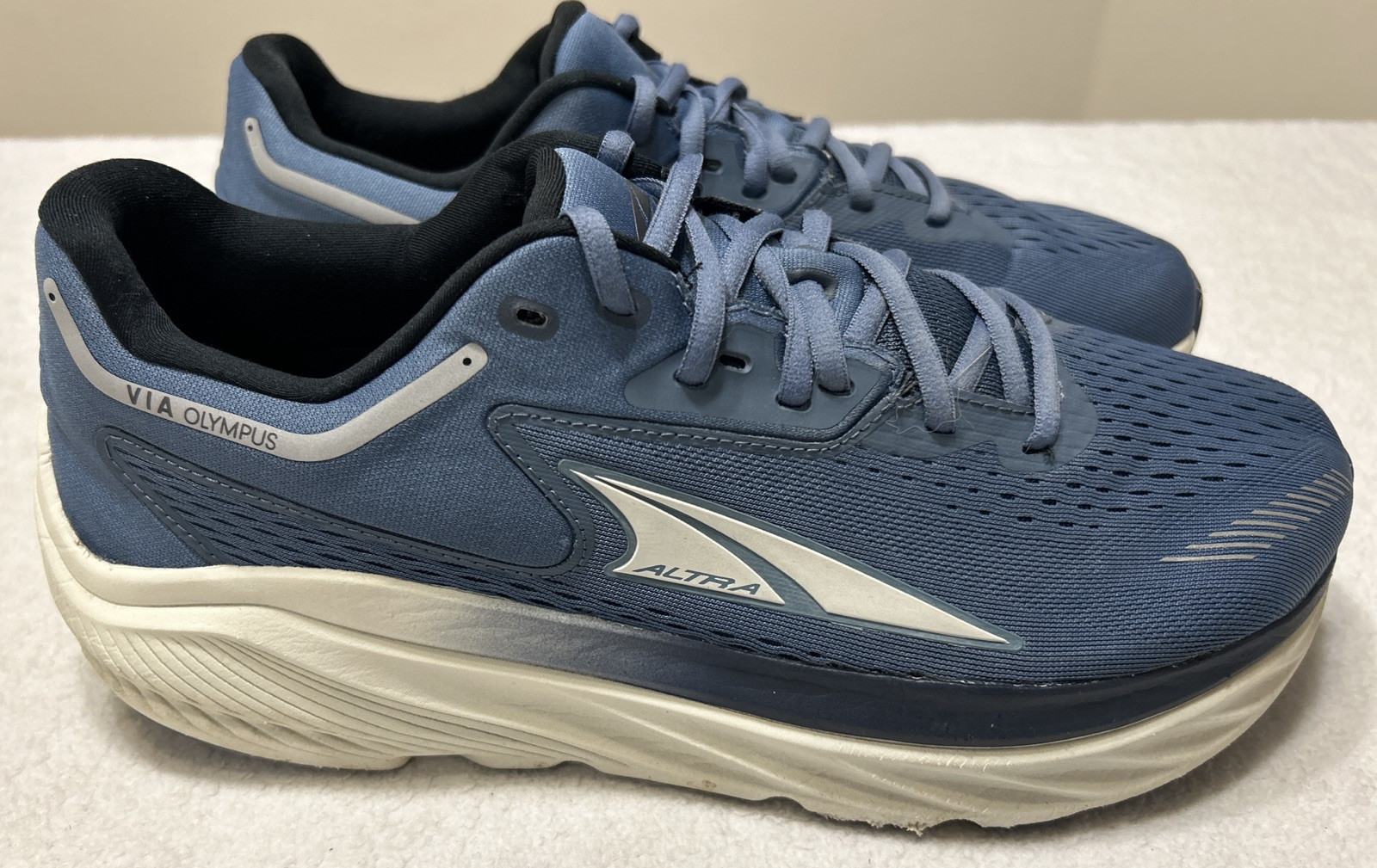 Zapatos Altra para Hombres 10 Via Olympus Entrenador de Carretera Cómodo Cojín Azul Blanco